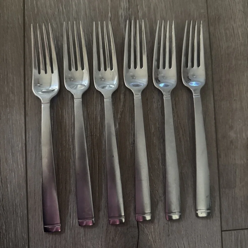 Set of 6 Oneida Frost Pattern‎ Stainless Steel Flatware Dinner Forks 7 3/4